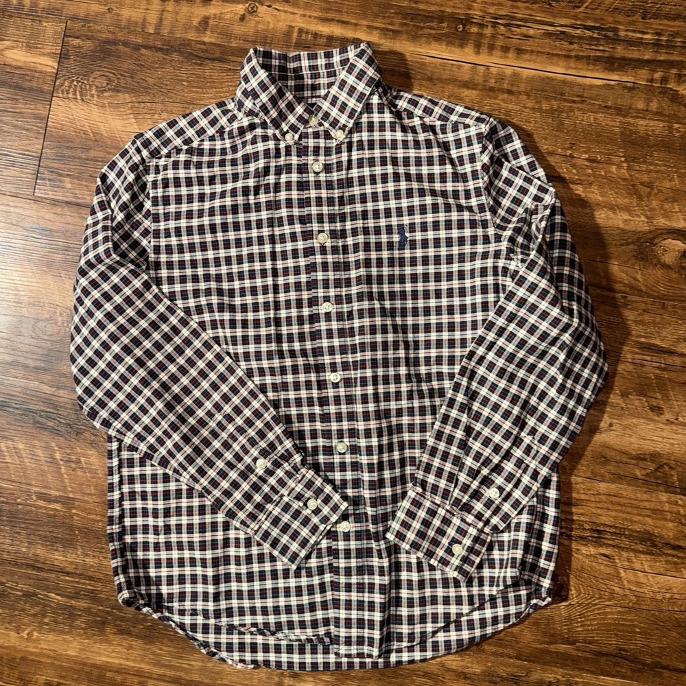 Ralph Lauren Gridprint Button Up Boys Shirt Large 14/16
